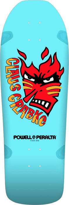 Powell Peralta Claus Grabke 02 deck aqua 10.25, old school baseplate holes