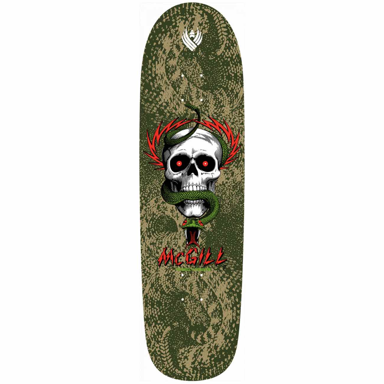 Powell Peralta pro flight deck McGill Skull and Snake army green 8.97in.