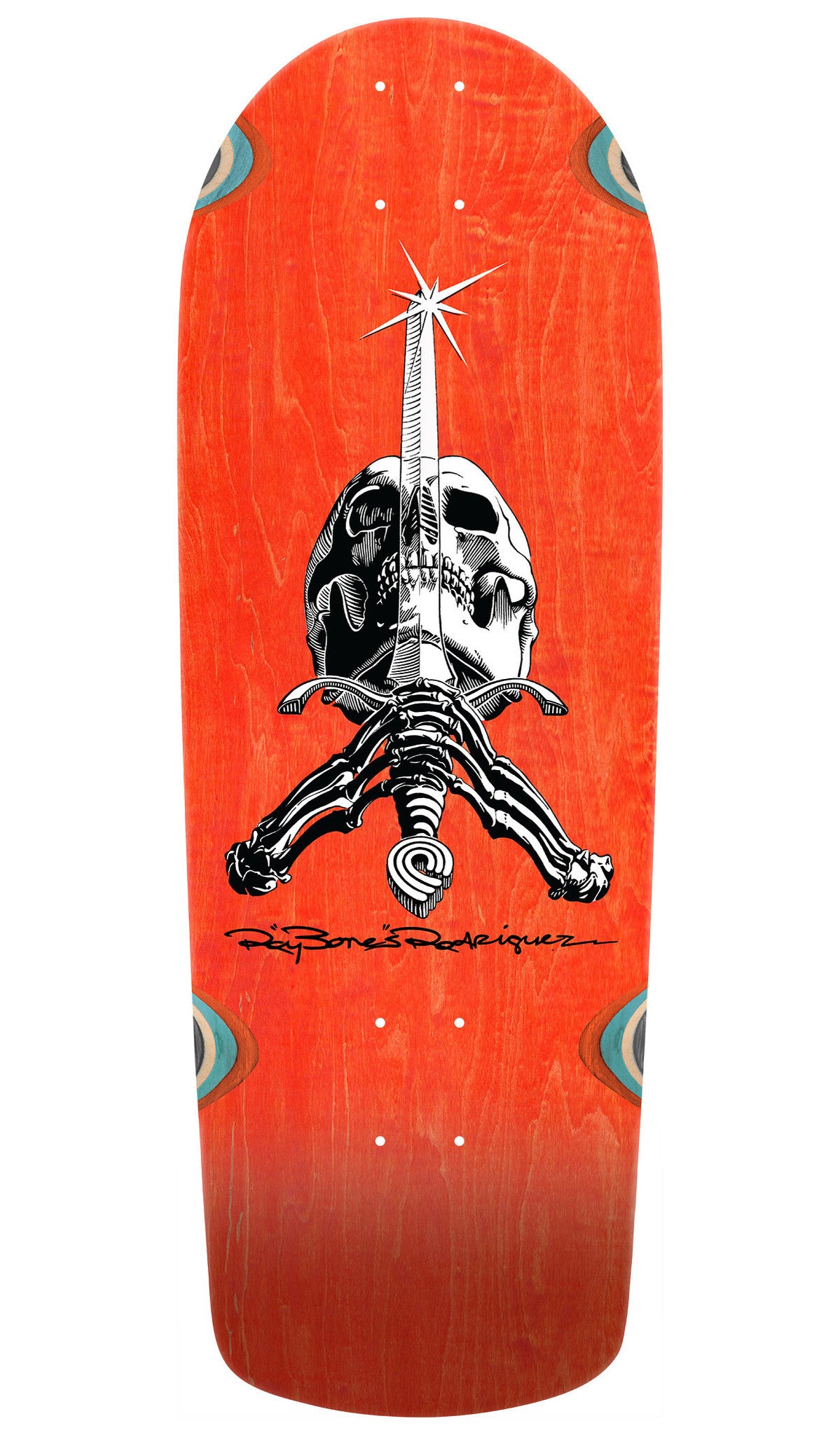 Powell Peralta Rodriguez OG Skull and Sword Snub nose deck '11' 10 Orange stain