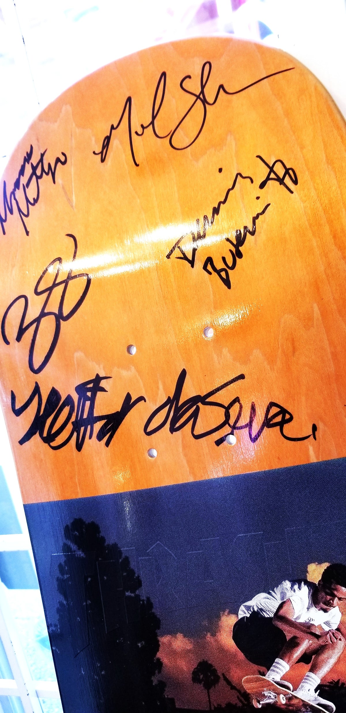 Signed limited edition Thrasher skateboard deck 8.5in.