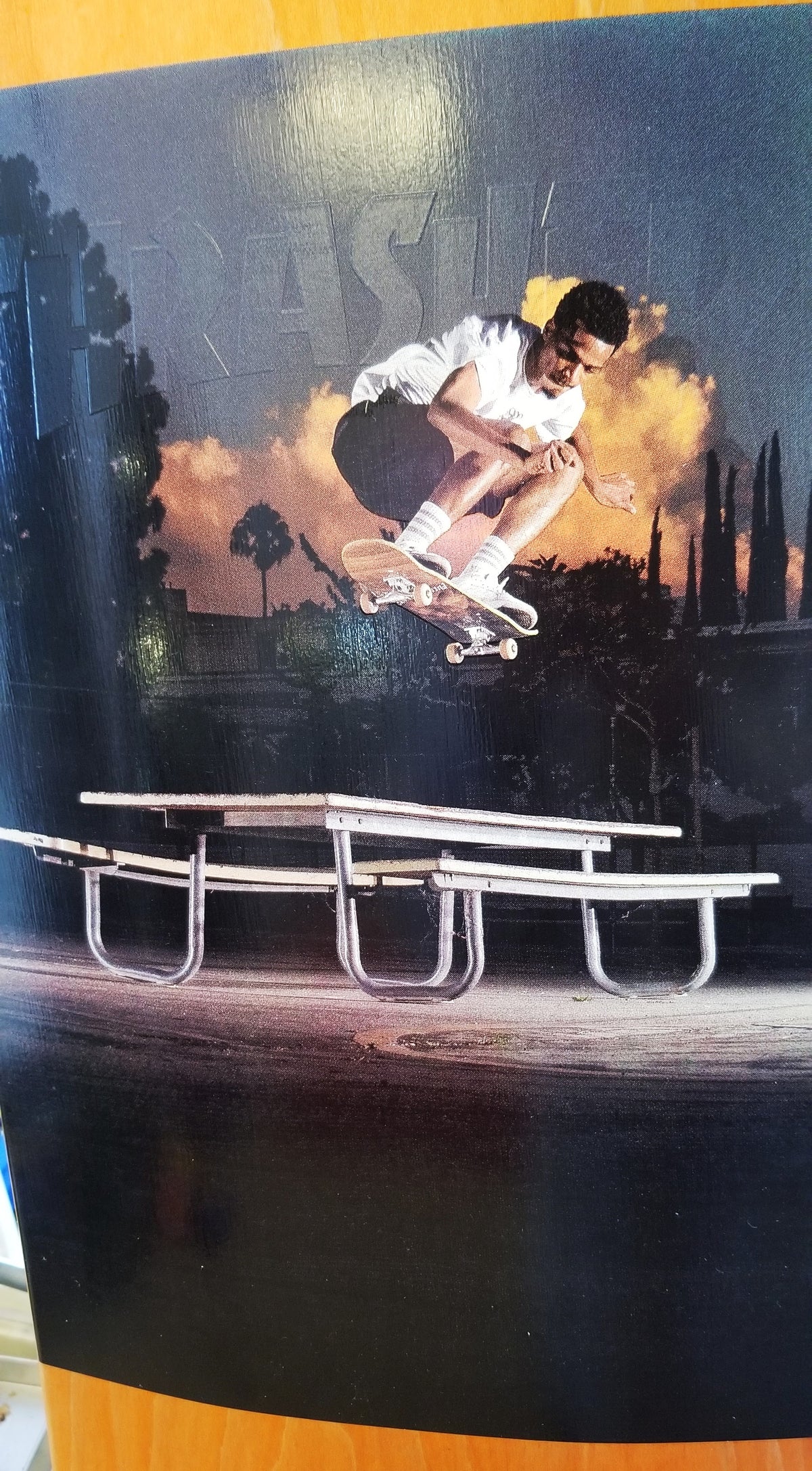 Signed limited edition Thrasher skateboard deck 8.5in.