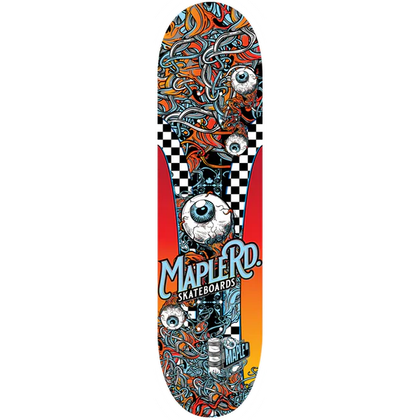 Maple Road skateboard Orange Checker Eyeball 8.25