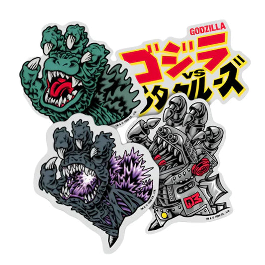 Santa Cruz x Godzilla clear mylar stickers assorted 4-pk.